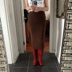 Madison Martin Margiela MM6 Mohair Brown Midi Knitted Tube Skirt